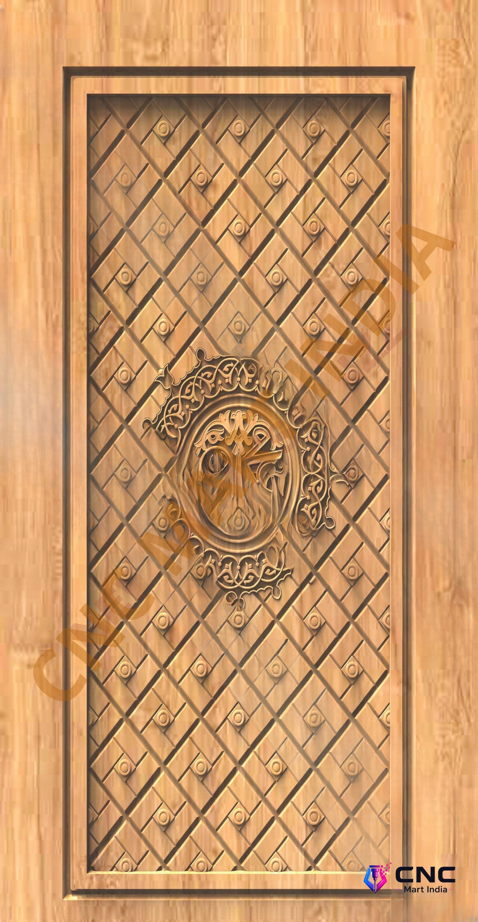GSK EMBOSSING - EMD-39 Geometric Islamic Calligraphy Carved Door Design